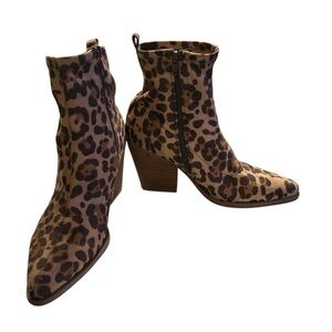 Soul Naturalizer Melodi Leopard Print Booties – Size 9 | Pointed Toe Block Heel